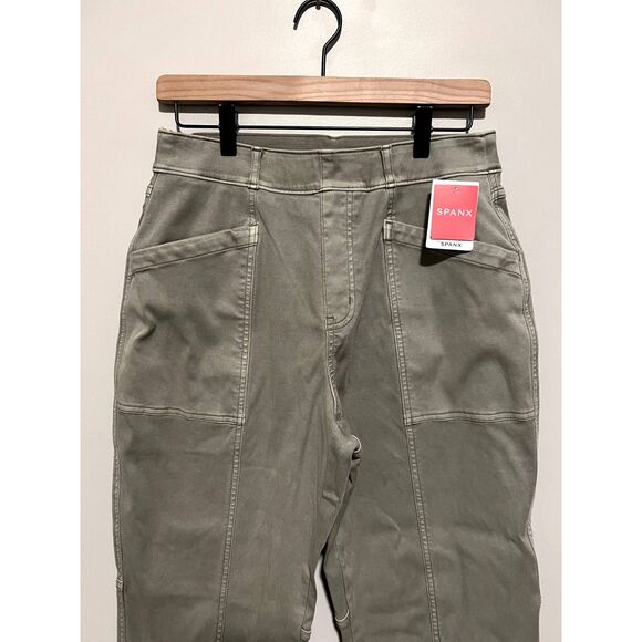 NWT Spanx Stretch Twill Straight Leg Pants in Olive Oil Women's Size Large - Picture 10 of 12